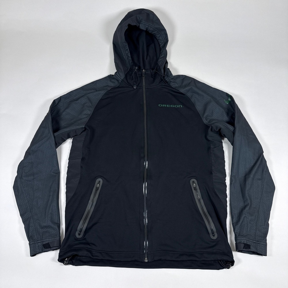 Nike‎ Oregon Ducks Hoodie Mens Medium Black Gray Full Zip  Hybrid Tech